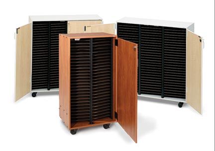 Rollbarer Folio Schrank für Chöre mit Türen und 100 Fächern für Noten